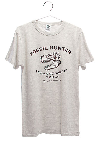 ミュージアムデザイン Tシャツ  ティラノサウルス頭骨 ライトグレー Mサイズ