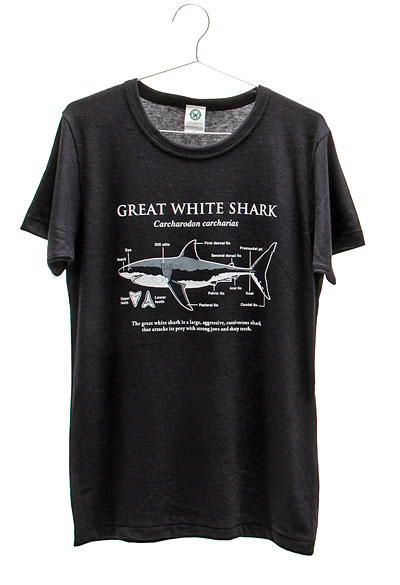 サイエンスデザイン Tシャツ ホホジロザメ ブラック Mサイズ