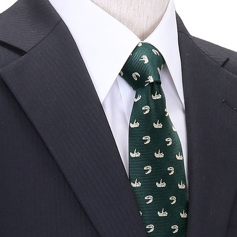 動物 生物 ネクタイ ティラノサウルス＆トリケラトプス スカル 小紋