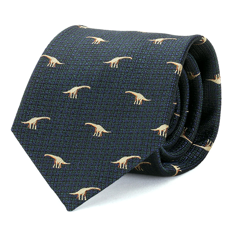 動物 生物 ネクタイ ブラキオサウルス ダークグリーン / カロラータ