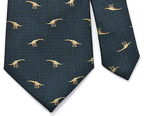 動物 生物 ネクタイ ブラキオサウルス ダークグリーン / カロラータ