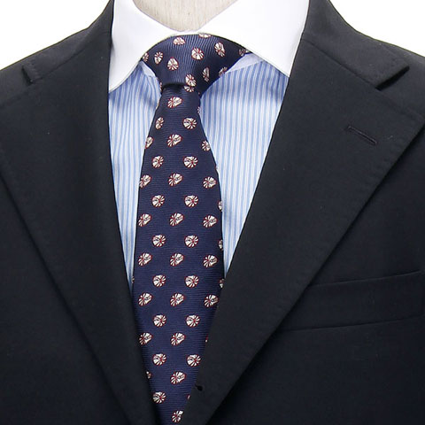 動物 生物 ネクタイ オウムガイ 小紋 ネイビー / カロラータ