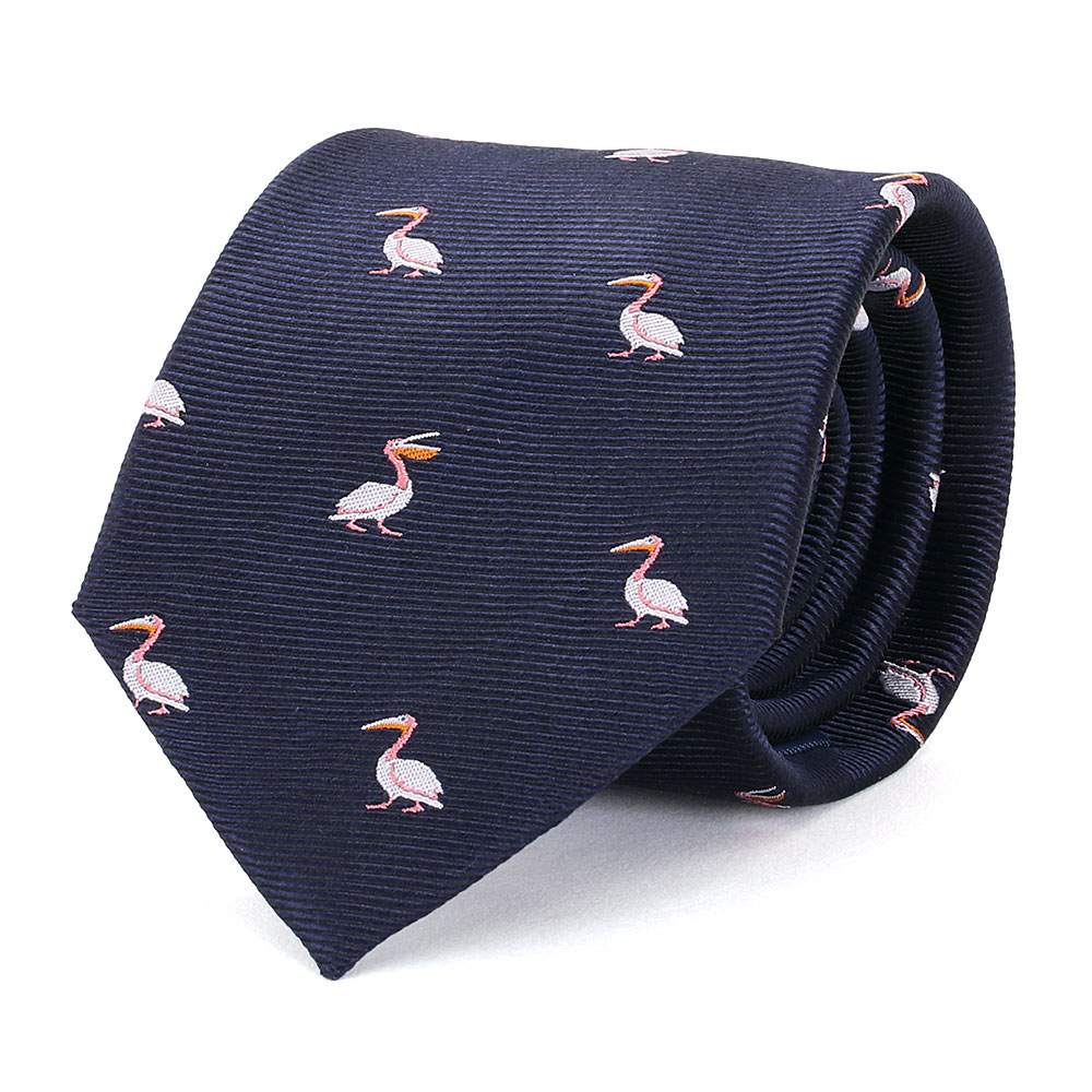 動物 生物 ネクタイ モモイロペリカン ネイビー / カロラータ