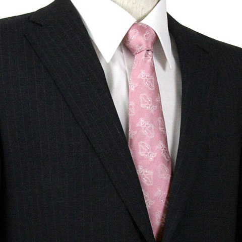 動物 生物 ネクタイ ティラノサウルス ペイズリー コーラルピンク