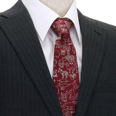 動物 生物 ネクタイ アニマルズ 24 エンジ／ベージュ / カロラータ