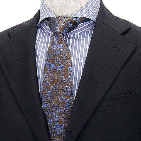 動物 生物 ネクタイ アニマルズ 24 ブラウン／ブルー / カロラータ