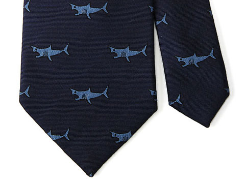 動物 生物 ネクタイ ホホジロザメ ネイビー／ブルー / カロラータ