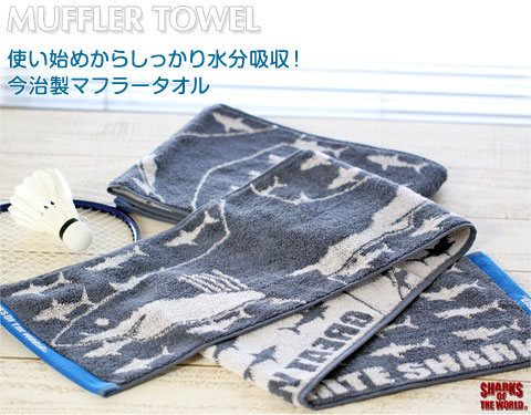 動物 生物 マフラータオル ホホジロザメ グレー / カロラータ