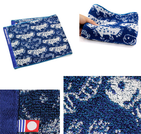 動物 生物 フェイスタオル シーラカンス ネイビー / カロラータ