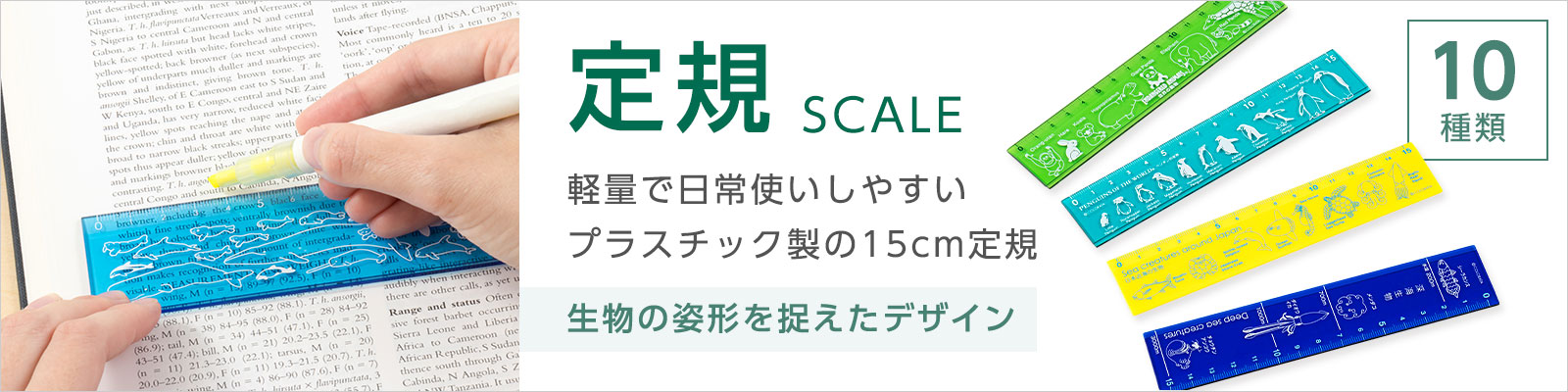 動物 生物 カラー定規15cm 世界の動物（縦3.3cm） / カロラータ