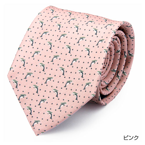 動物 生物 ネクタイ ハンドウイルカ ドット ピンク カロラータ オンラインショップ