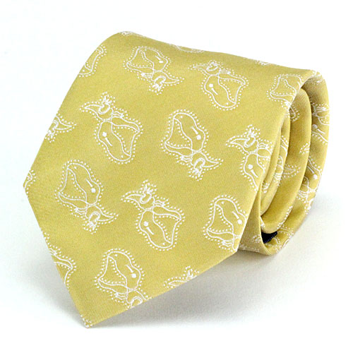 動物 生物 ネクタイ ティラノサウルス ペイズリー ゴールデンイエロー