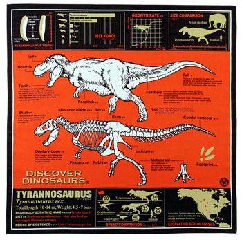 サイエンスハンカチ ティラノサウルス オレンジ