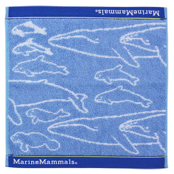 ウォッシュタオル 海の哺乳類 ブルー