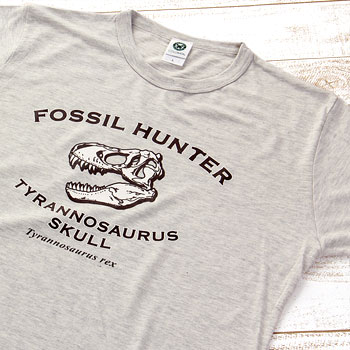 ミュージアムデザイン Tシャツ <br />ティラノサウルス頭骨 ライトグレー M／Lサイズ