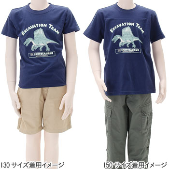 ミュージアムデザイン Tシャツ <br />スピノサウルス ネイビー 子供サイズ