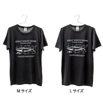 サイエンスデザイン Tシャツ <br />ホホジロザメ ブラック M／Lサイズ