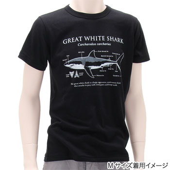 サイエンスデザイン Tシャツ <br />ホホジロザメ ブラック M／Lサイズ